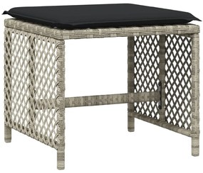 4db világosszürke polyrattan kerti szék párnával 41 x 41 x 36cm