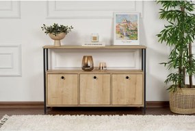 Világos natúr színű konzolasztal tölgyfa dekorral 29,5x120 cm Solace – Kalune Design