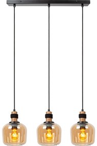 Lucide 45408/03/62 - Csillár zsinóron ILONA 3xE27/40W/230V fekete/bézs