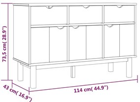 OTTA tömör fenyőfa tálalószekrény 114 x 43 x 73,5 cm