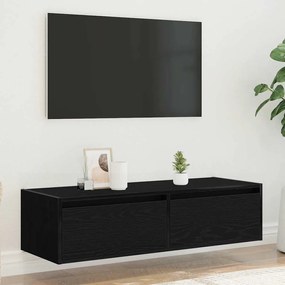 TV szekrény LED világítással fekete tölgy 100X35,5x25 cm