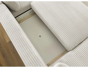 Krémszínű kordbársony kinyitható sarokkanapé (bal oldali-U alakú) Lucien – Bobochic Paris