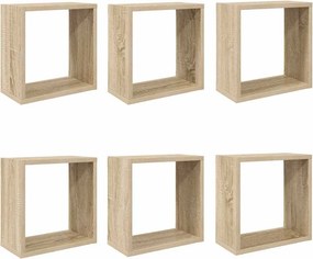 vidaXL 6 db sonoma-tölgy színű fali kockapolc 30 x 15 x 30 cm