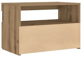 Éjjeli szekrény LED lámpákkal kézműves tölgy 60x35x40 cm