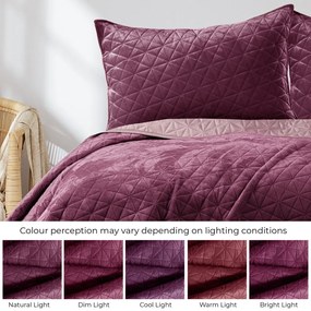 Sötét rózsaszín bársony steppelt ágytakaró 220x240 cm Laila – AmeliaHome
