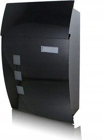 Fekete postaláda kerek fényes korrózióálló