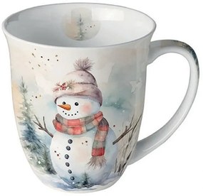 Hóember természetben Karácsonyi porcelán bögre