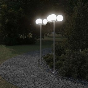 2 db ezüstszínű rozsdamentes acél kültéri állólámpa 215 cm