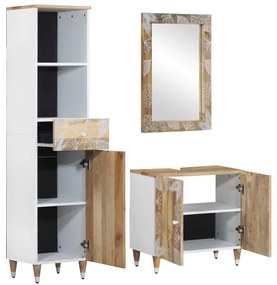 3 részes tömör mangófa fürdőszobai bútorszett