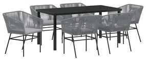 vidaXL Kert étkező szett párnával 7 pcs Szürke Porszórt acél