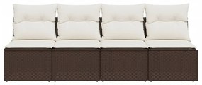 vidaXL 4 személyes barna polyrattan kerti kanapé párnával