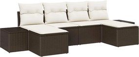 vidaXL Kerti Kanapé Szett párnával 6 pcs Barna polirattan
