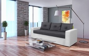 Toledo Kihúzható kanapé, 226x90x86 cm, tárolóládával, fehér/antracit
