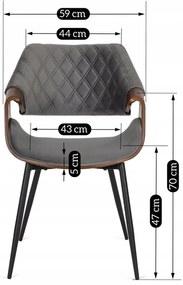 Elegáns Bársony Étkezőszék Szürke/Dió Színben. DAKOTA