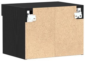 Fali Szekrény LED Fényekkel 2 db Fekete Tölgy 40x30x30 cm