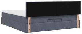 Ottomán ágykeret matraccal sötétszürke 200x200 cm bársony