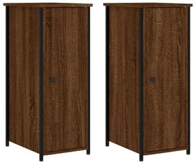 2 db barna tölgy színű szerelt fa éjjeliszekrény 32x42x80 cm