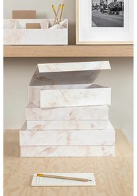 Bézs fedeles dekoratív karton tárolódoboz szett 3 db-os 42,5x29,5x13 cm Kian Paper Laminate – Bigso