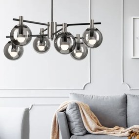 Csillár rúdon LILOU 6xE14/5W/230V matt króm/füstös