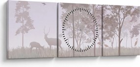 Kép - Monokróm erdő (órával) (90x30 cm)