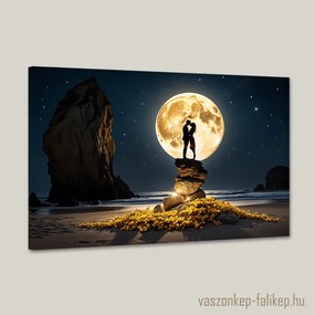 Csók holdfénynél – Prémium vászonkép a szerelem fényében 60x40 cm