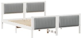 Ágykeret Fehér és világosszürke 160 x 200 cm Tömör fenyőfa