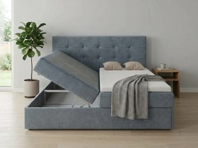 Kárpitozott boxspring ágy DIRELIS TRINITY 140x200 cm szürke Matrac: Bonell rugós matrac