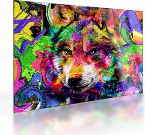 Üveg kép - Farkas graffitivel (70x50 cm)