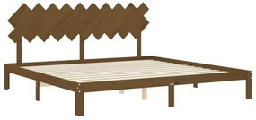 mézbarna tömör fa ágykeret fejtámlával 200 x 200 cm