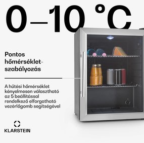 Klarstein Beersafe XL, hűtőszekrény 60 literes térfogattal, D energiahatékonysági osztály, üvegajtó, rozsdamentes acél