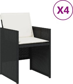 vidaXL 4 db fekete polyrattan kerti szék párnával