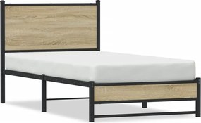 vidaXL sonoma tölgy színű fém ágykeret matrac nélkül 80 x 200 cm