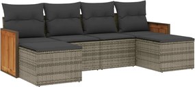 vidaXL 6 részes szürke polyrattan kerti ülőgarnitúra párnákkal