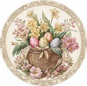 Kerámia poháralátétek x4 Húsvéti húsvéti tojások és nárciszok a kosárban