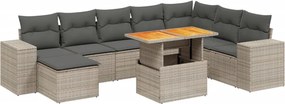 vidaXL 9 részes szürke polyrattan kerti ülőgarnitúra párnákkal
