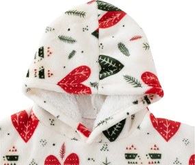 báránybunda hatású kapucnis, ujjas pléd WINTER HEARTS, színes kivitel