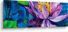 Egy vízi liliom képe a vízen (órával) (90x30 cm)