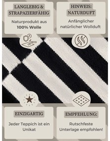 Fekete-fehér kétoldalas kézi szövésű gyapjú szőnyeg 120x180 cm Donna – Hanse Home