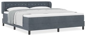 Boxspring Ágy Matrac Kollokációs Sötétszürke 180x200 cm Bársony