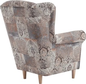 Füles fotel, szövet vintage barna, CHARLOT