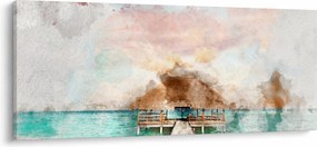 Kép - Maldív-szigetek, fa móló (120x50 cm)