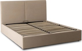 Ágy 180x200 cm méretben, ágyneműtartóval, bézs színben, kordbársony kárpittal MARSYLIA