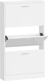 vidaXL magasfényű fehér szerelt fa cipőszekrény 59x17x108 cm