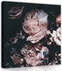 Vászonkép 40x40 Csendélet virágok sötét háttér bazsarózsa rózsa klasszikus romantika