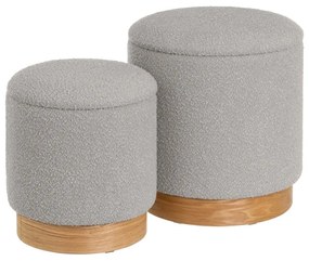 Világosszürke buklé puff szett 2 db-os – Casa Selección