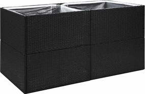 vidaXL fekete polyrattan kerti ültetőláda 157x80x80 cm