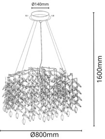 Kristály csillár zsinóron 12xG9/40W/230V arany