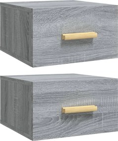 vidaXL 2 db szürke sonoma falra szerelhető éjjeliszekrény 35x35x20 cm