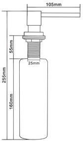 Mexen tartozékok, szögletes mosogatószer adagoló mosogatóhoz, szürke, 6605320-61