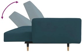 kétszemélyes kék bársony kanapéágy két párnával